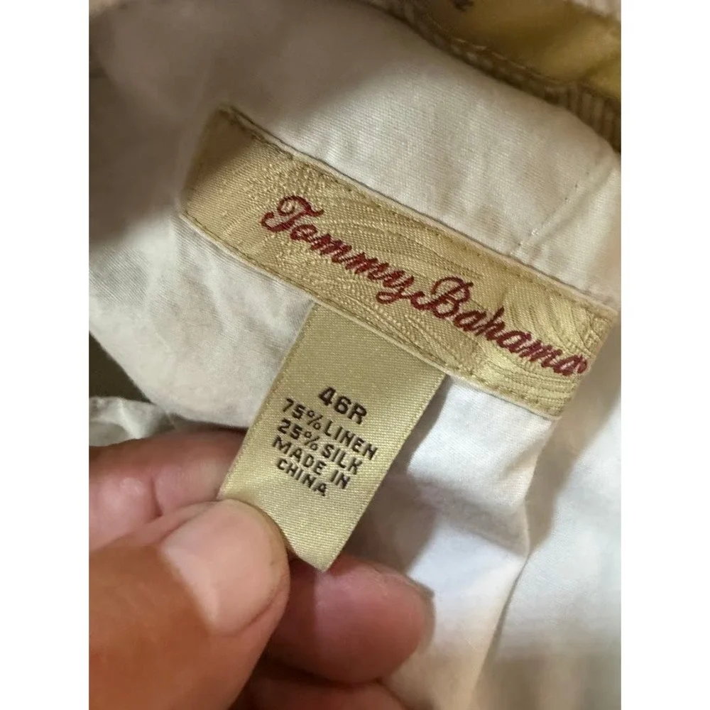 Tommy Bahama Mens Pleated‎ Herringbone Trousers Beige Tan Straight Pants 44x27
